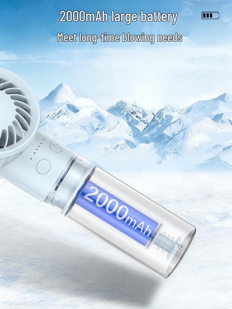 Portable USB Rechargeable Cooling & Humidifying Handheld Desktop Fan with Silent Operation and Spray Function