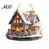 Holiday Party Decorations Christmas Santa Claus Carousel/Snow Cottage Hanging Ornament, Double-Sided Winter Festival Ornaments Acrylic Pendant