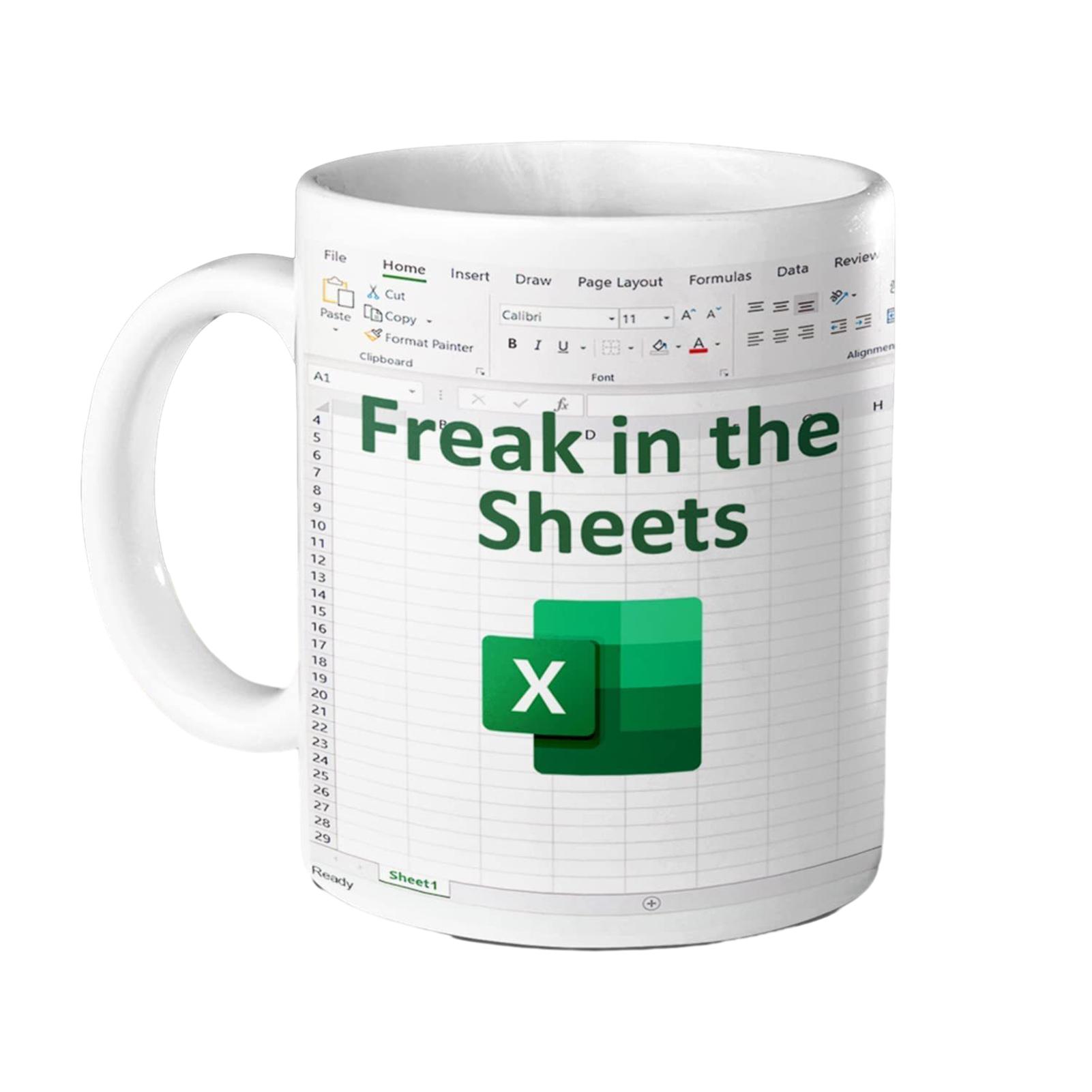 Ceramics Excel Coffee Mug Freak In The Sheets Accountant Mug Spreadsheet Excel Cup for Birthday Christmas New Year Men Women 301-400ml белый