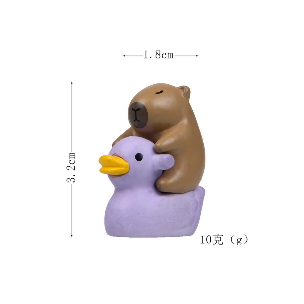 Pvc Capybara Duck Cartoon Figures Mini Garden Statues For Home Office Decor