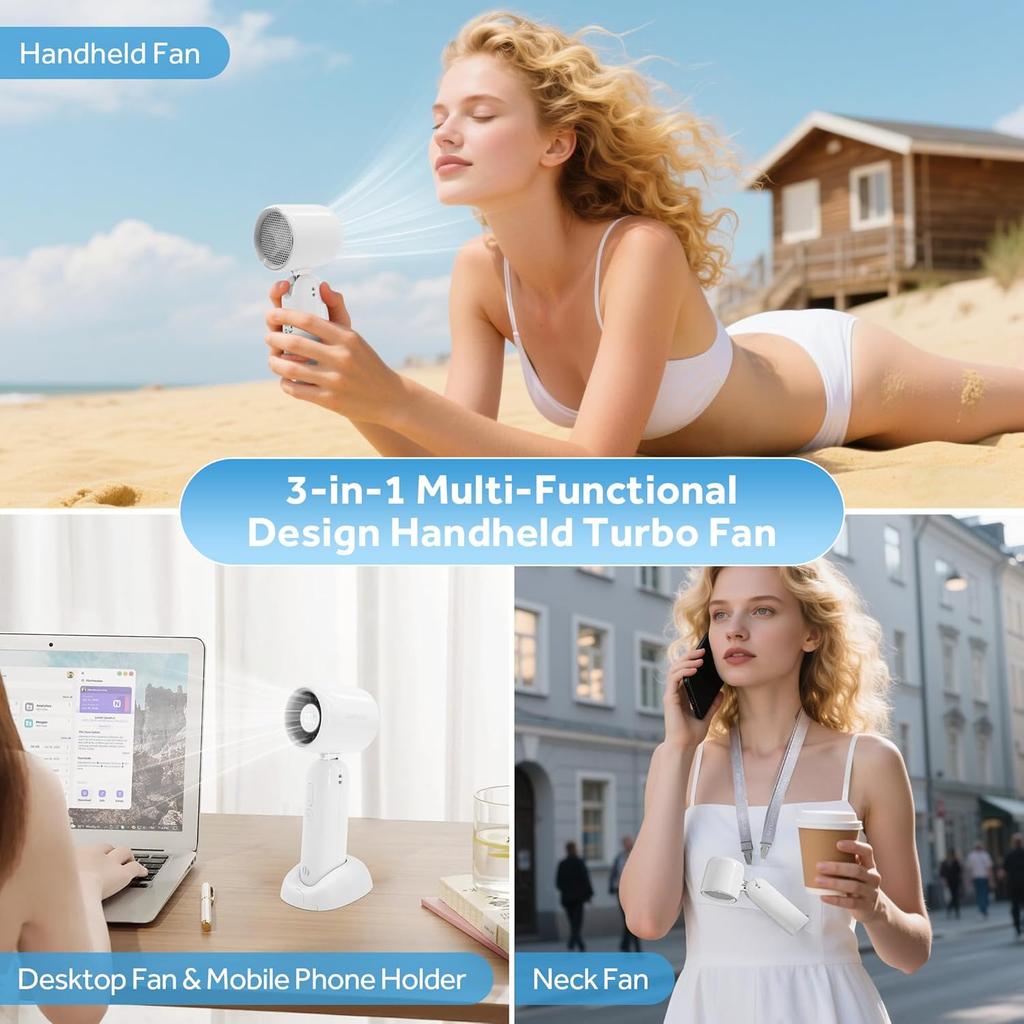 Portable Handheld Turbo Fan Mini Fan Rechargeable Strong Wind Speed Electric Fan Digital Display Adjustable Turbo For Outdoor