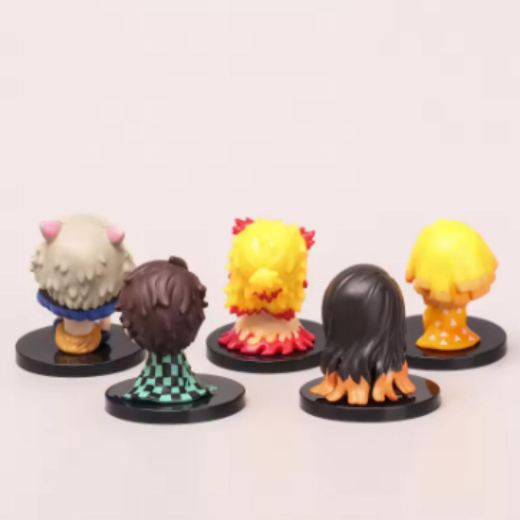 5 stuks/set Demon Slayer Q Versie Zittende Figuur Speelgoed Anime Kimetsu no Yaiba Tanjiro Nidouzi Inosuke Zenizu PVD Figuur Model Pop