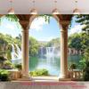 2D Plane 1 Piece - an Astonishing Waterfall Beneath the Traditional Colonnade Suitable for Birthdays Anniversaries