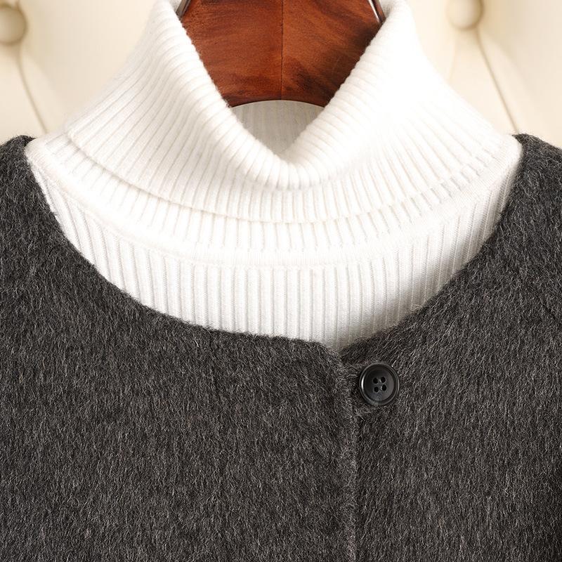Autumn and winter new double-sided wool coat women's short high-end gray woolen coat small man