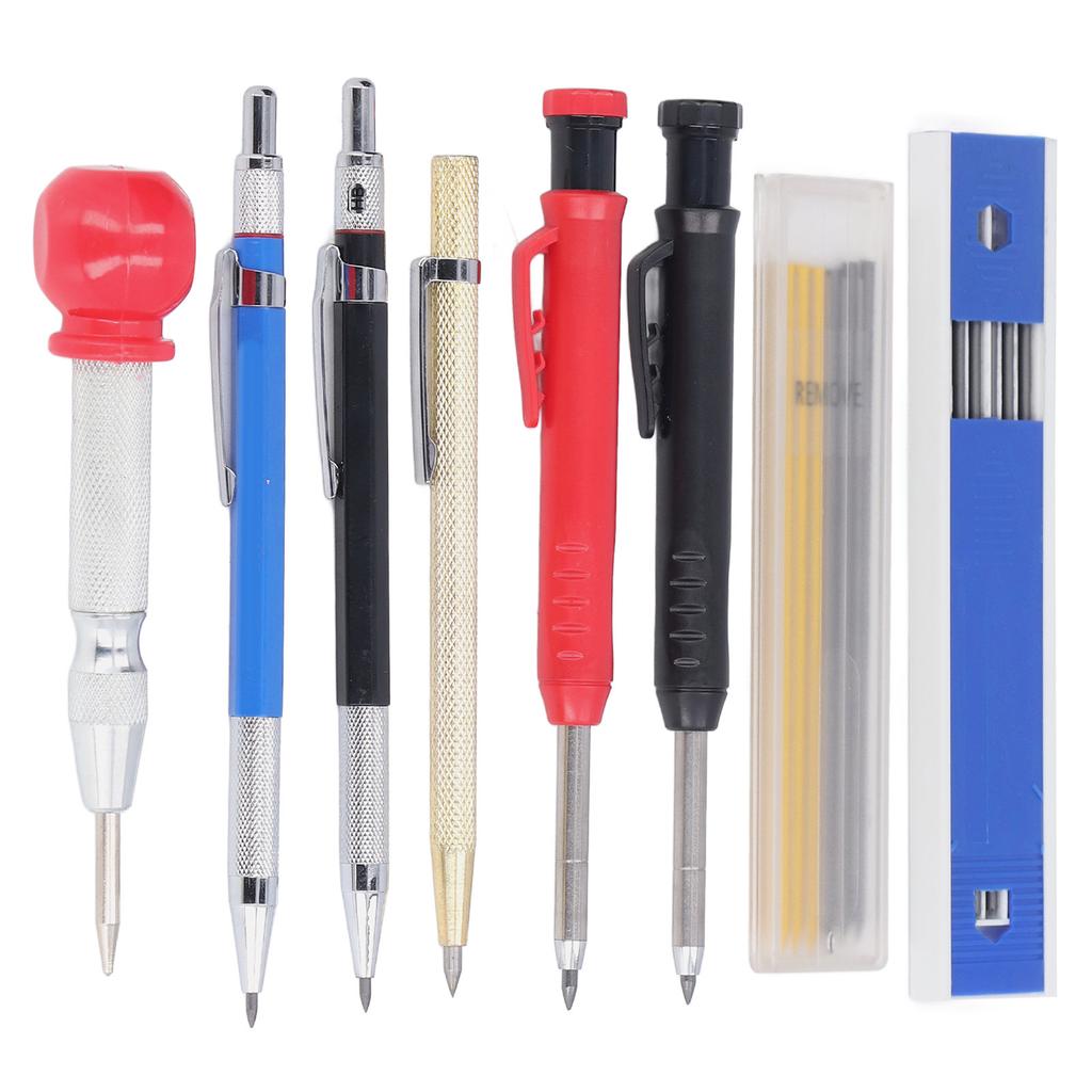 Carpenter Scriber Marking Kit Solid Mechanical Pencil with Refill Center Punch Carbide Marker