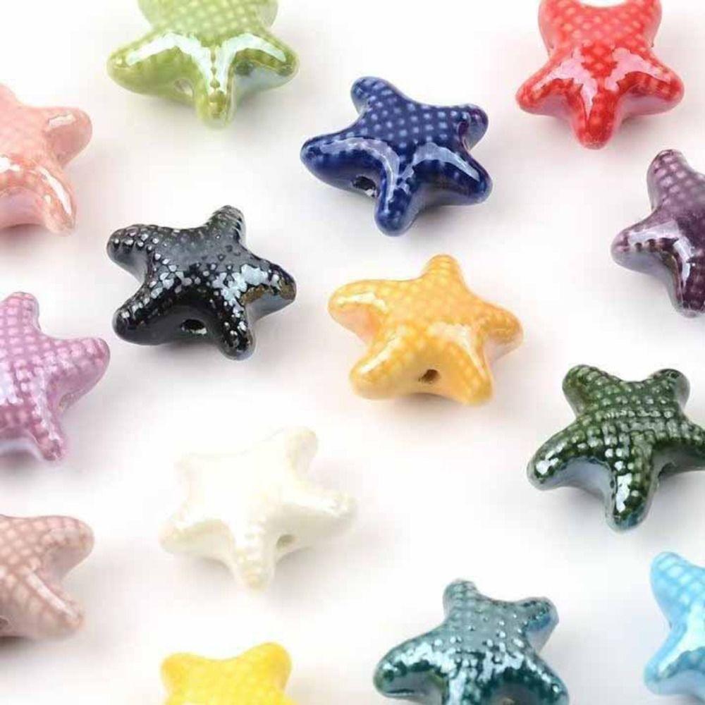 20pcs Ceramic Ceramic Spacer Loose Beads Fresh Color Jewelry Making Material Starfish Bead  Student