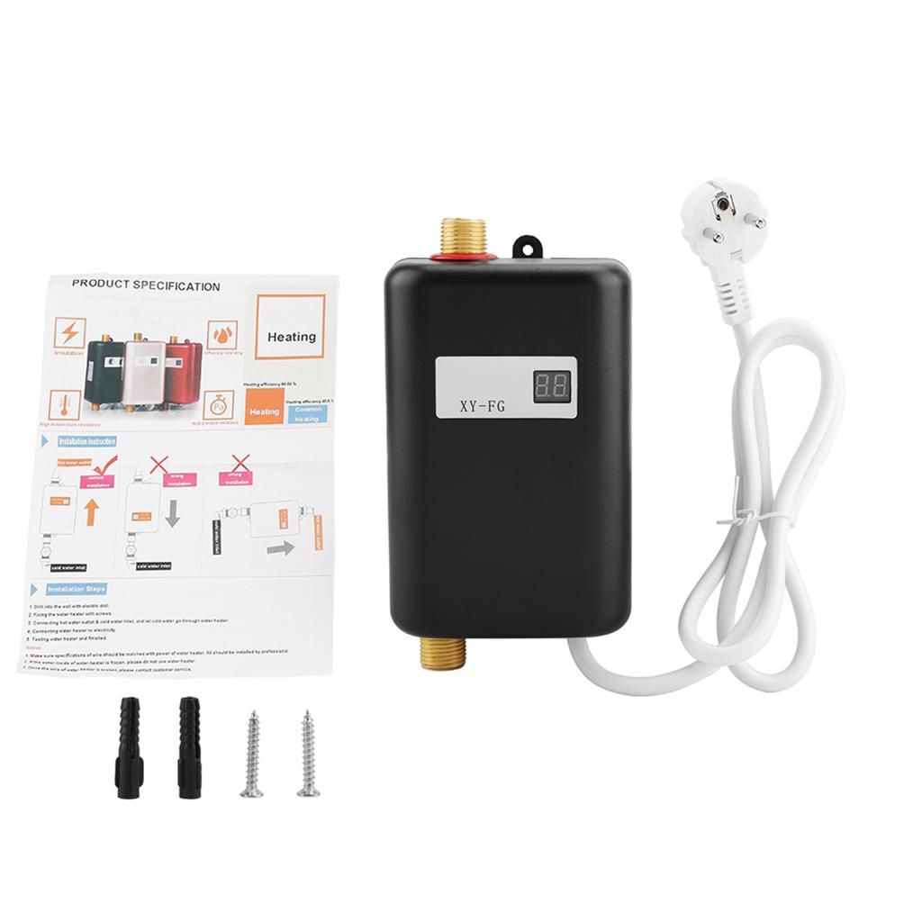 220V 3800W Electric Tankless Water Heater, Instant Hot Water Heater, Mini Water Heater with LCD Display for Home Commercial Use