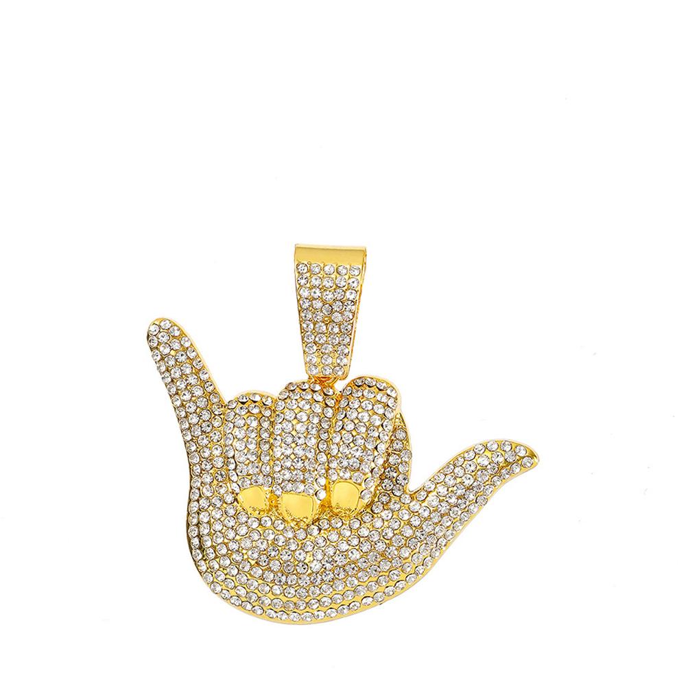 

Хип-хоп Кулон-цифра 6 Ожерелье с 15-мм кубинской цепочкой Модная блестящая хрустальная личность Крутые украшения для мужчин и женщин