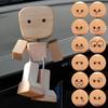 Shaking Wooden Man Figurine Funny Bobblehead Car Dashboard Decor Little Nerdy Dolls Car Accessories Car Ornaments Creative Gifts