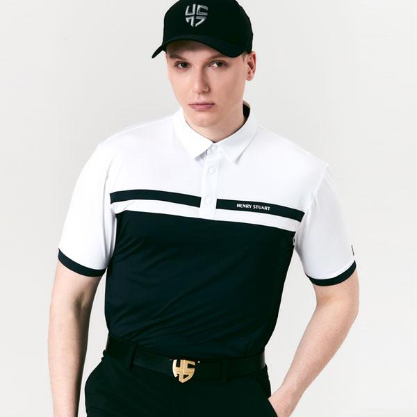 Henry Stuart Men S Line Color Block T-Shirt Black Black/M