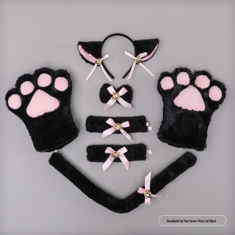 Cute Kitten Cosplay Set: Cat Ears Headband, Paw Gloves & Tail Accessory