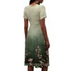 Ladies' Floral Casual Fashionable Short Sleeved V-neck Dress