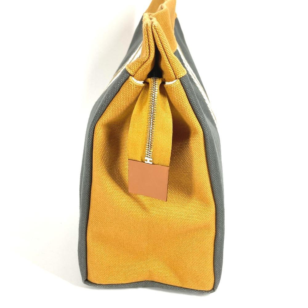 HERMES H logo Jimet GM Pouch Bag Makeup Multi Pouch Clutch bag gray/Yellow