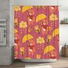 Adorable Animal Umbrella Shower Curtain Set For Bathroom Decor With Fall Colors Pink, Yellow Orange Floral Pattern Perfect Gift