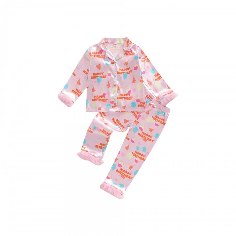 Girls Long Sleeve Pajama Set Satin Loungewear New Arrival Cartoon Kids Sleepwear