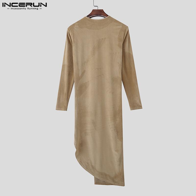 INCERUN Podzim Zima Pánské Kulatý Výstřih Dlouhý Rukáv Nepravidelné Vysoké Rozparky Dlouhé Topy Svetry