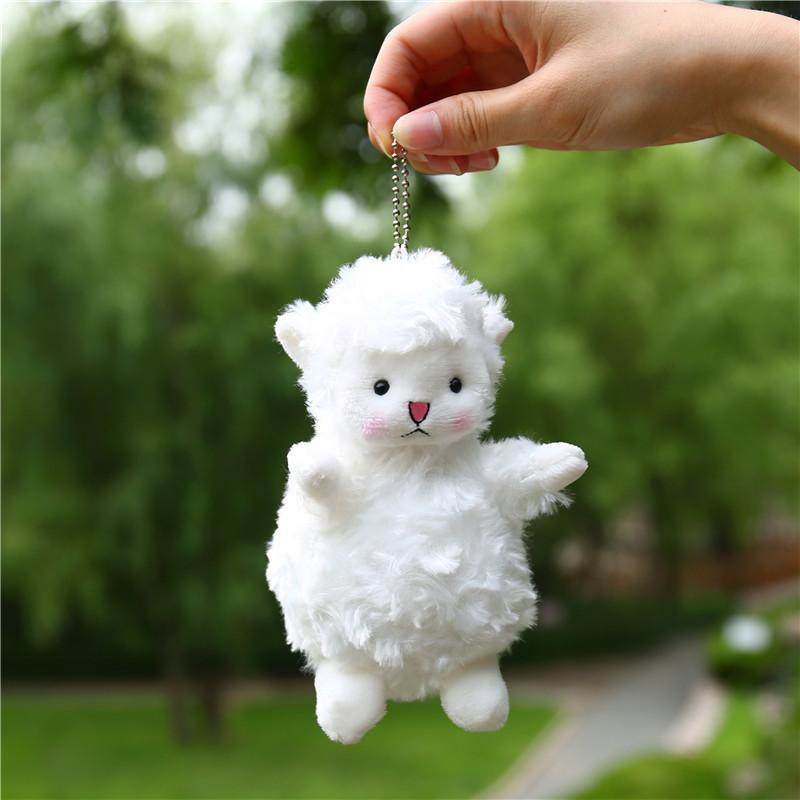 Cute Fluffy White Plush Sheep Keychain Soft Bell Backpack Pendant Gift For Kids Friends