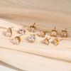 Elegant European Geometric Diamond Stud Earrings for Women - Niche High-End Shell Design