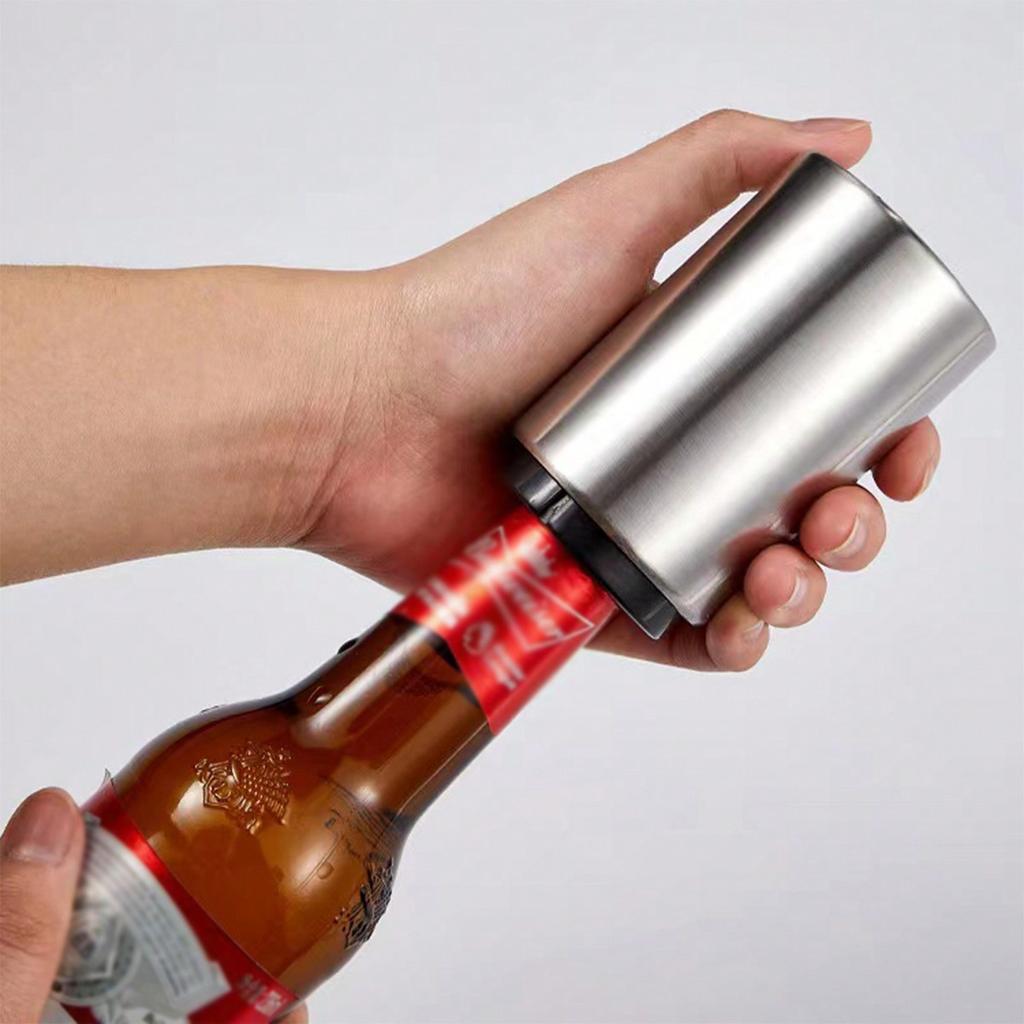 1pc Stainless Steel Automatic Beer Bottle Opener, Fingerprint-Free Pressure-Activated Bottle Cap Opener, Bottle Opener