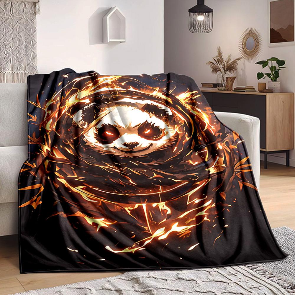 1PC Panda Fire Artwork Blanket, Throw For Sofa, Bed, Travel, Printing Blanket With Soft And Warm Fabric yy250918132