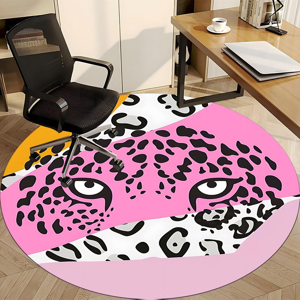 1pc Leopard Print Office Round Rug, Non-slip, Soft and Durable Office Rug for Interior Decoration, Perfect for Office, Beautiful Decoration yy26032306