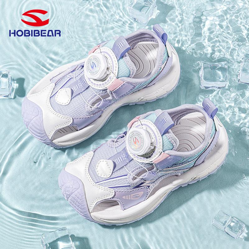 Kids Closed Toe Sandals Rotary Buckle Breathable Mesh Beach Shoes Wear Resistant Summer Water Shoes For Boys Girls