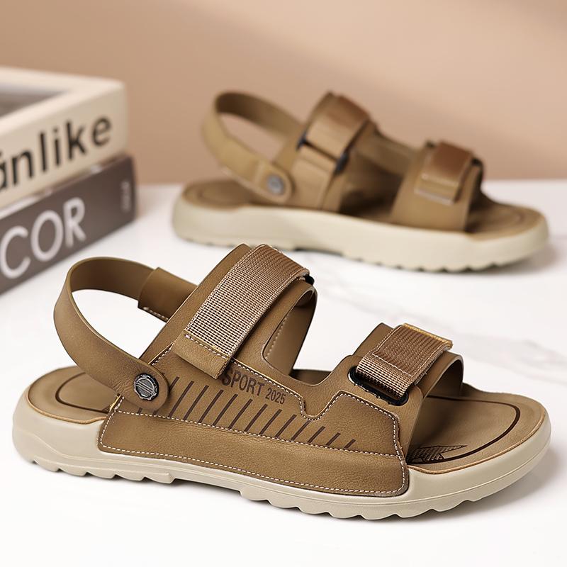 Fashion New Summer Breathable Cool Outdoors Non-slip Men Leather Shoes Trend Minimal Design Adult Soft Sole Shoes Comfort Beach Sandals