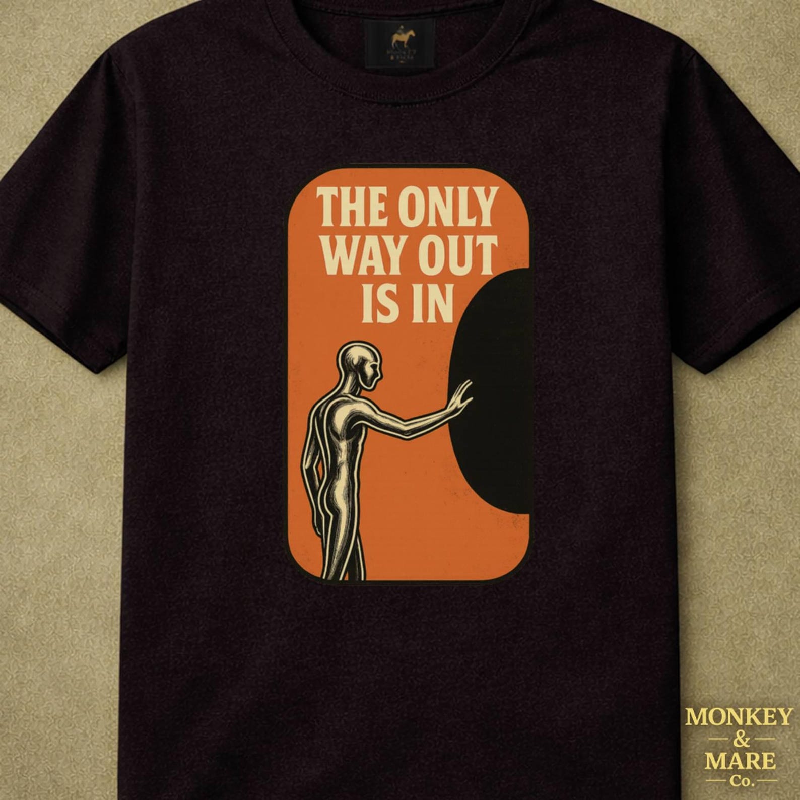Contemplative Silhouette Shirt, The Only Way Out Is In, Minimalist Mental Resilience Tee S