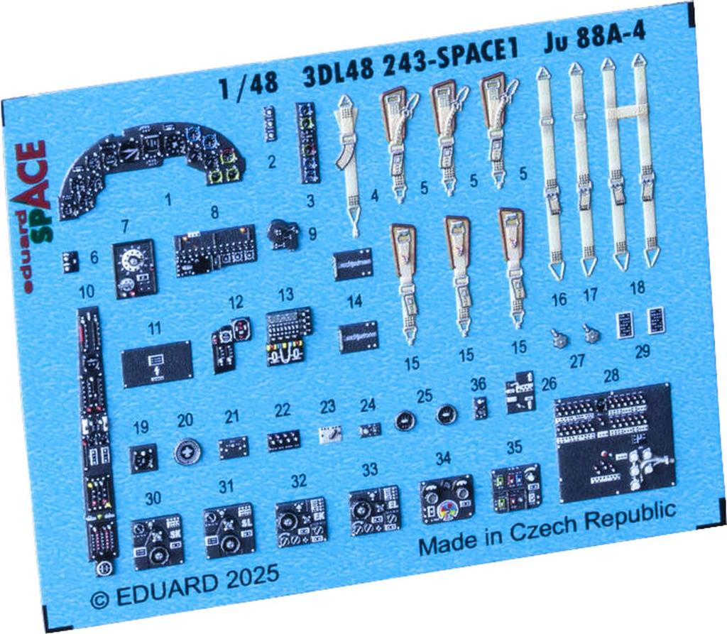 Eduard 1/48 Space Ju88A-4 Interior 3D Decal with Etching Parts Set (for ICM) Plastic Model Decal EDU3DL48243 (Airplane)