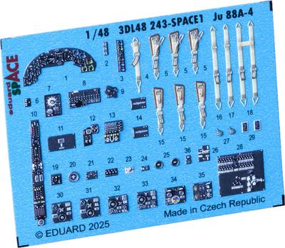 Eduard 1/48 Space Ju88A-4 Interior 3D Decal with Etching Parts Set (for ICM) Plastic Model Decal EDU3DL48243 (Airplane)
