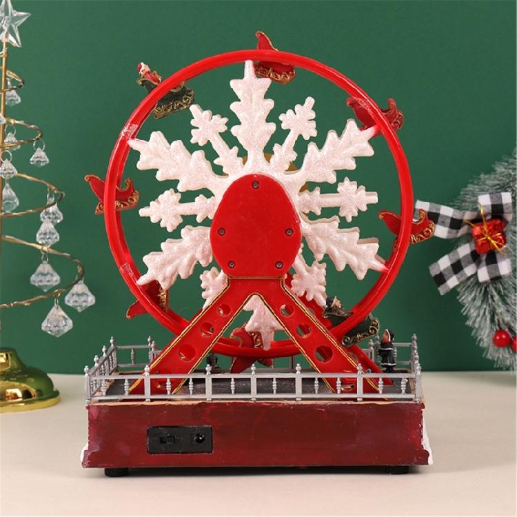 Rotating Christmas Ferris Wheel with LED Lights Musical Holiday Desktop Ornament Tabletop Decoration for Home Office