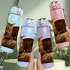 1PC Cat Curled Sleeping Pose 750ml Color Plastic Sports Water Bottle Leakproof Flip Straw Lid Suitable for Sports Office Home Use