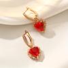 Red Heart Shape Dangle Earrings for Women 2025 New Fashion Drop Earring Zirconia Jewelry Wedding Party Accessories