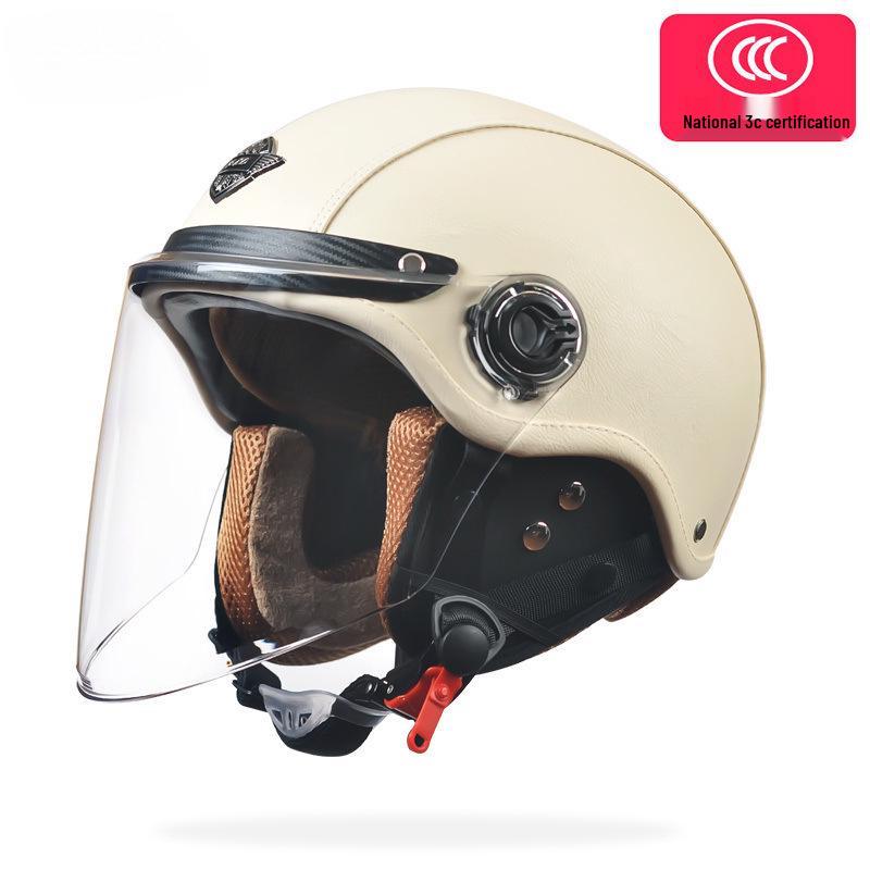 Men's & Women's Retro Electric Motorcycle Helmet - Universal Four-Season Half Helmet