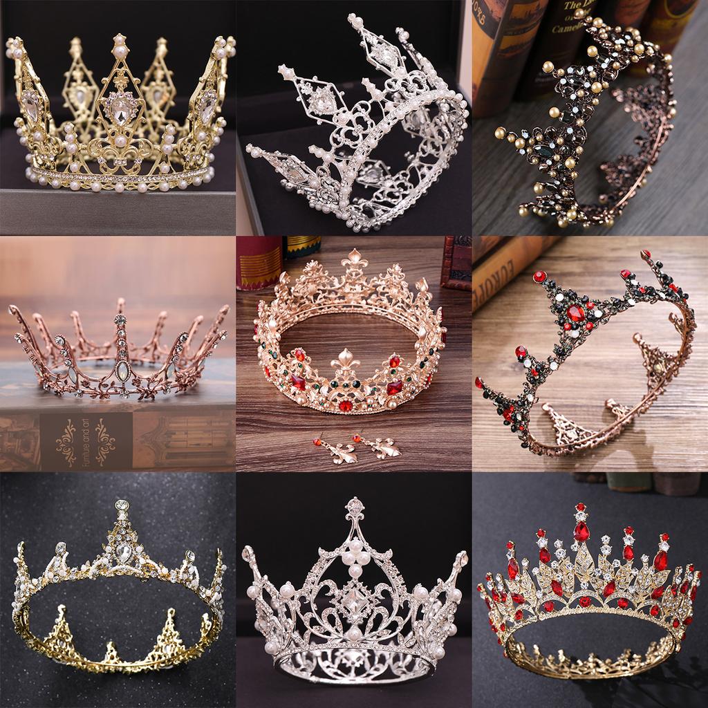 Halloween Party Fairytale Kingdom Happy Wedding Retro Color Crystal Rhinestone Tiaras Coronas Bride Wedding Crown for Bride