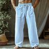 Men's Cotton And Linen Color Casual Trousers Long Pants