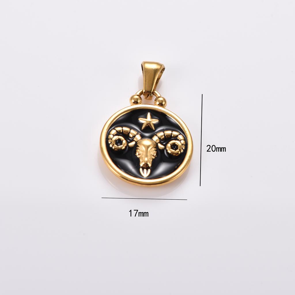 Stainless Steel 12 Constellation Pendant Necklace for Women Gold Zodiac Sign Charm Astrology Metal Jewelry Birthday Gift