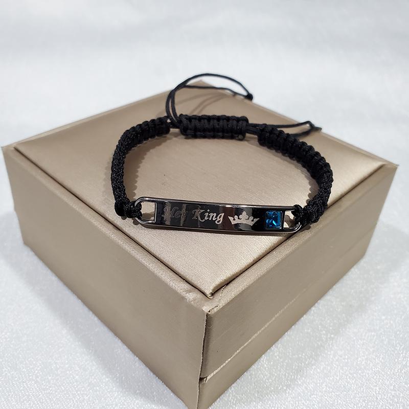 Couple Bracelet Woven Crown for Men and Women His Queen Her King Letter Jewelry