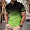 Colour Blocking Gradient Tops Daily Casual Lapel Short Sleeve Polo Shirt Man