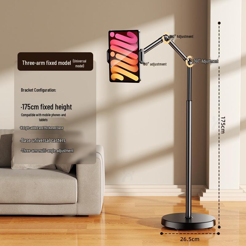 

2026 Universal Rotating Cantilever Mobile Phone & Tablet Floor Stand with Adjustable Height for Live Broadcasts