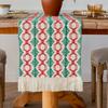 Christmas Table Runner Flag Cotton Woven Desktop Decorations Flags Tablecloths Long Strip Splicing Tassel Christmas Party Decor