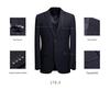 Men's Slim Fit Double-Breasted Gray Striped Suit - British Style Business Casual/Formal Tuxedo for Groom or Wedding.