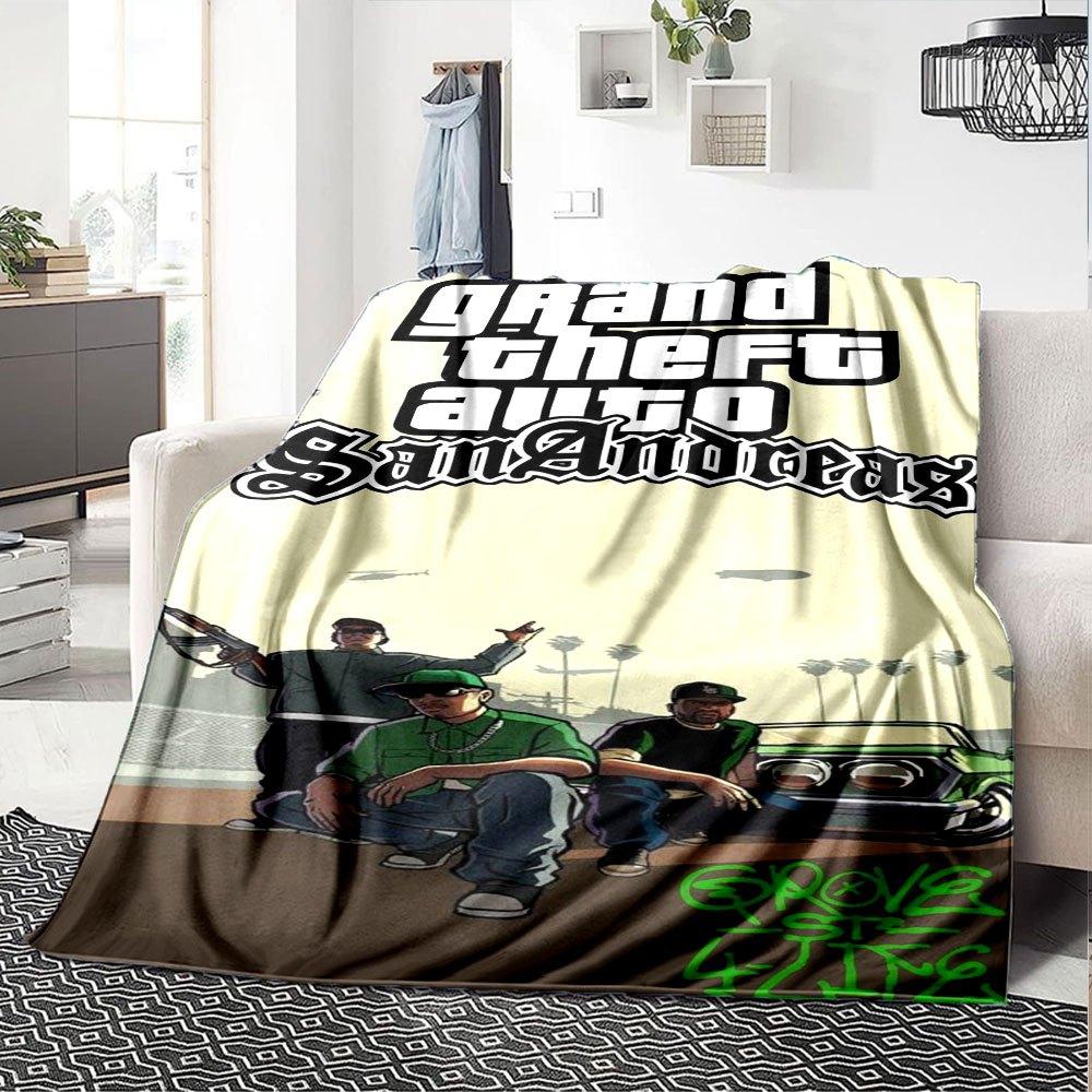 1pc Grand Theft Auto Soft Flannel Blanket with Designer Print A Cozy Blanket for All Seasons, Perfect for the Couch, Bed, Office