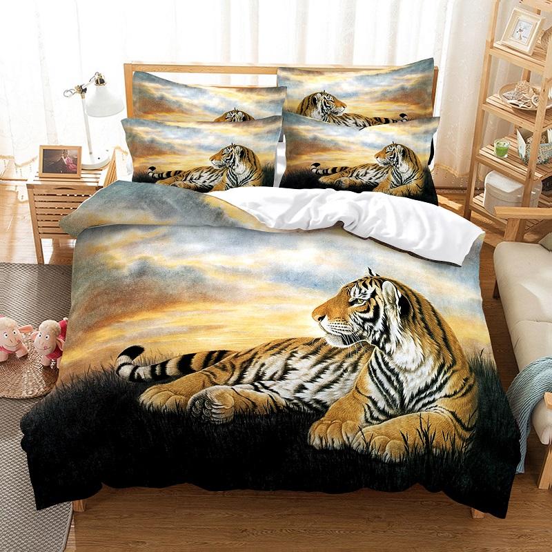 Tiger Duvet Cover Set King Size 230x260 Double Bed Single Queen Full Animal Quilt Case Linen 3D Pillowcase Twin Bedding Sets