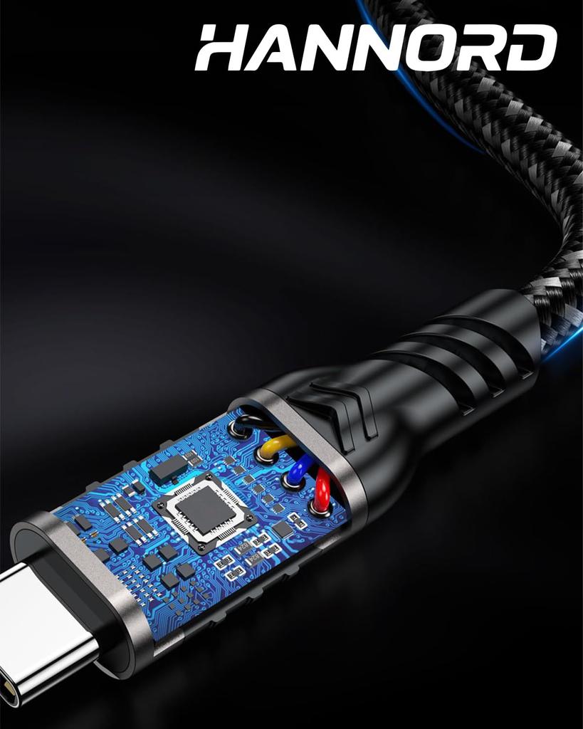 Two USB Type C 10Gbps USB Gen 2 Compatible for Data Transfer and 60W 20V 3A Fast Nylon Braided Cable with Aluminum Compatible with Samsung Galaxy