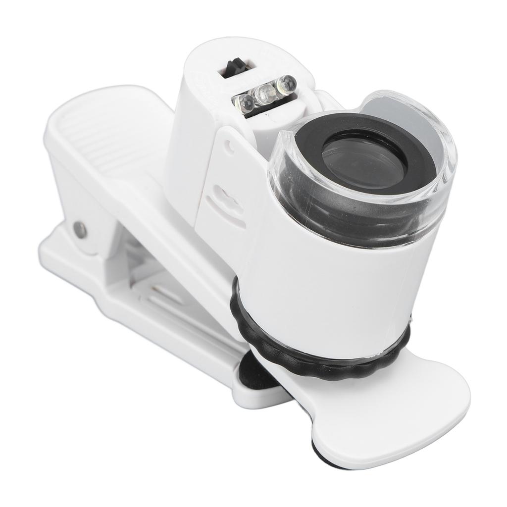 45X Mini Mobile Phone Microscope UV Light Adjustable Head Angle Cell Phone Clip On Microscope for