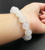 Ice Jade White Agate Chalcedony Bracelet, 12mm Round Beads, Couple's Jade Beaded Bracelet