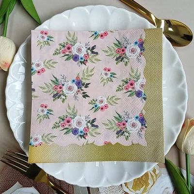 20 Stück/Packung 33 x 33 cm, 2-lagig, Einweg-Partyserviette, Blumenmuster