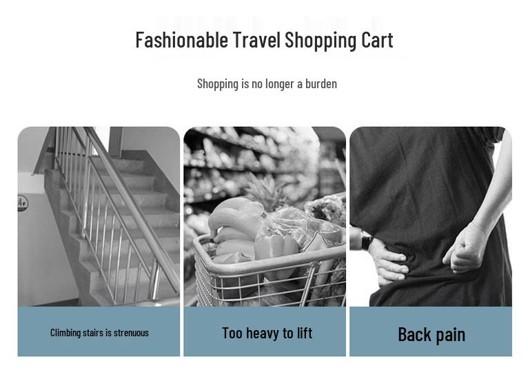 Foldable Ethnic-Style Shopping Cart for Groceries and Luggage