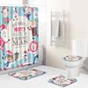Christmas Waterproof Shower Curtain Floor Mat Four-Piece Set, Bathroom Water-Absorbing Non-Slip Door Mat, Shower Room Water-Absorbing Carpet